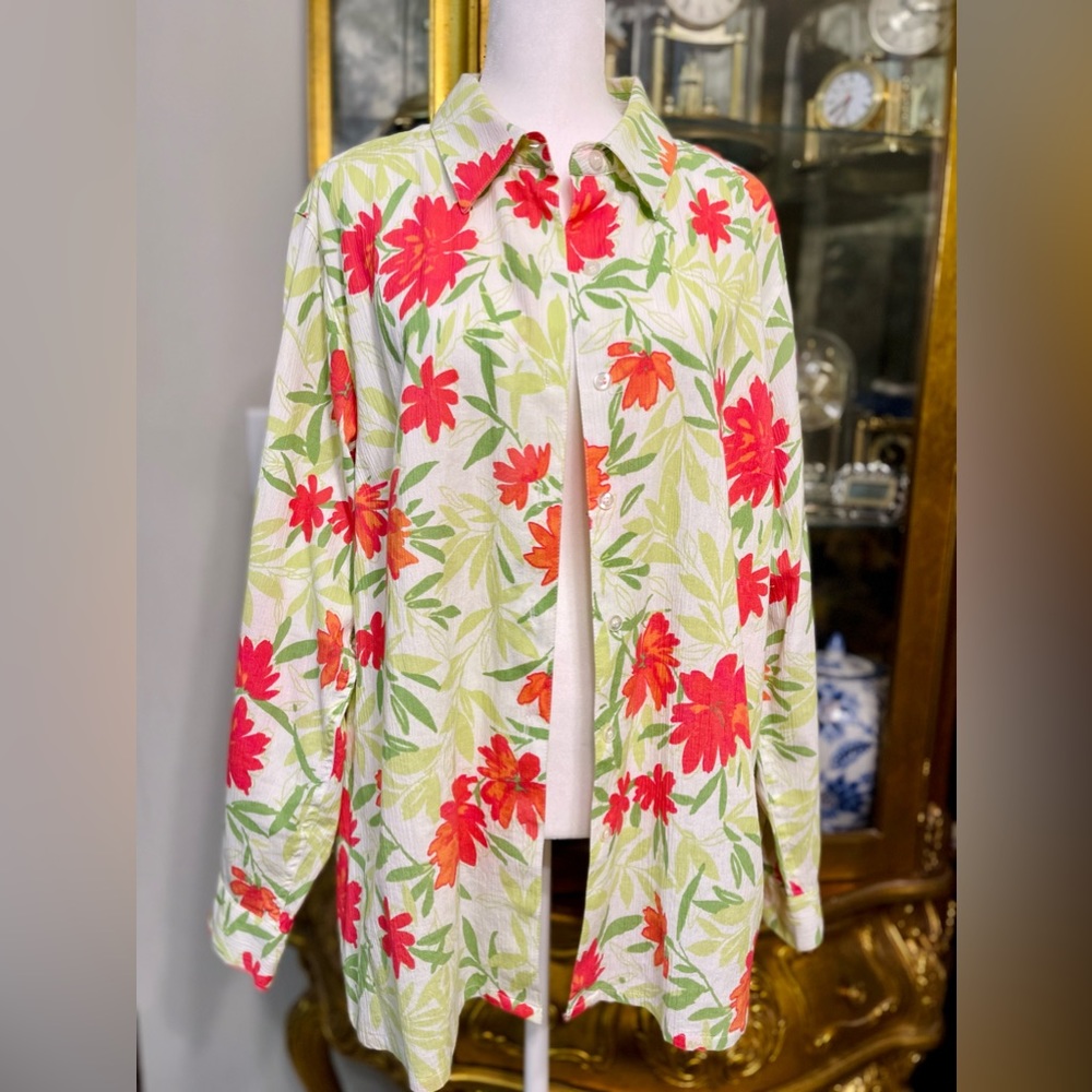 NWOT Appleseeds Floral Blouse 1X